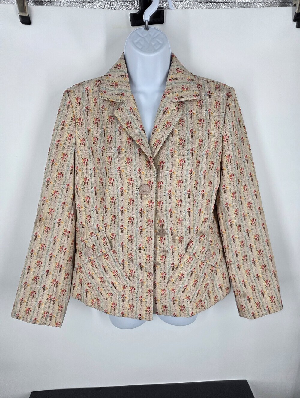 Sag Harbor Vintage Floral Tapestry Blazer Jacket Size 10 Pastel Grandmacore Boho